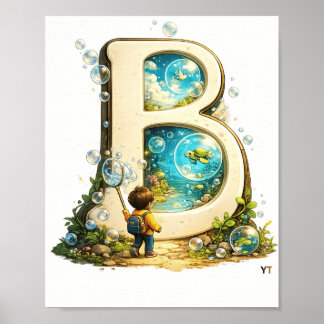 Buchstabe B Initial | Wasserfarben Alphabet Gesche Poster