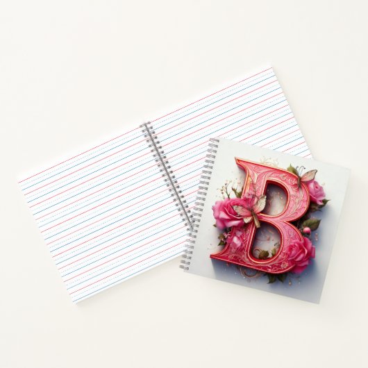 Buchstabe b mit rosa Rosen Notizblock (Innenseite)