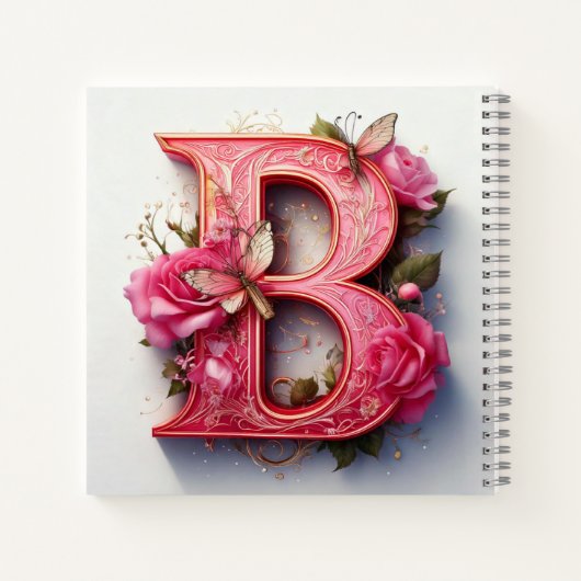 Buchstabe b mit rosa Rosen Notizblock (Rückseite)