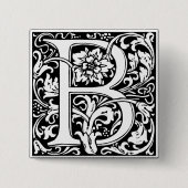 Buchstabe B Mittelalterliche Monogramm Jugendstil Button (Vorderseite)