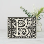 Buchstabe B Mittelalterliche Monogramm Jugendstil Einladung (Stehend Vorderseite)