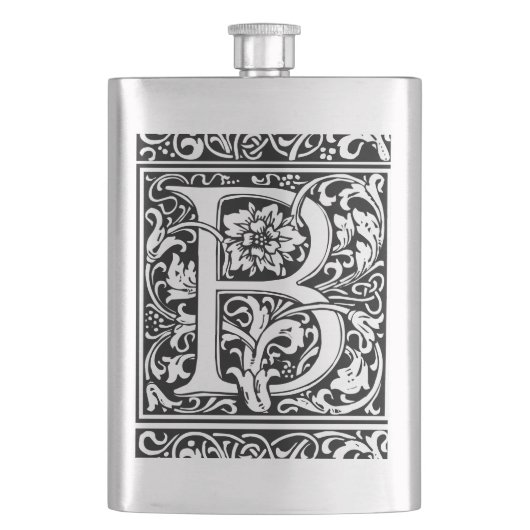 Buchstabe B Mittelalterliche Monogramm Jugendstil Flachmann (Vorderseite)