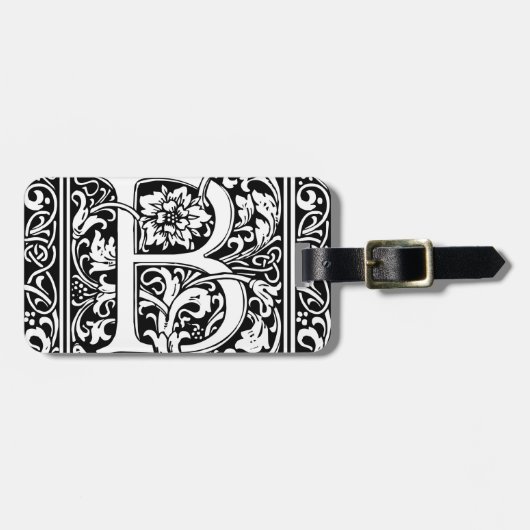 Buchstabe B Mittelalterliche Monogramm Jugendstil Gepäckanhänger (Vorderseite horizontal)
