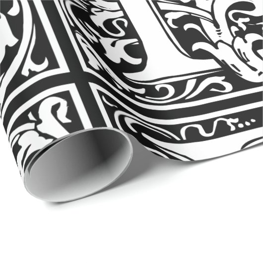 Buchstabe B Mittelalterliche Monogramm Jugendstil Geschenkpapier (Rolleneckpunkt)