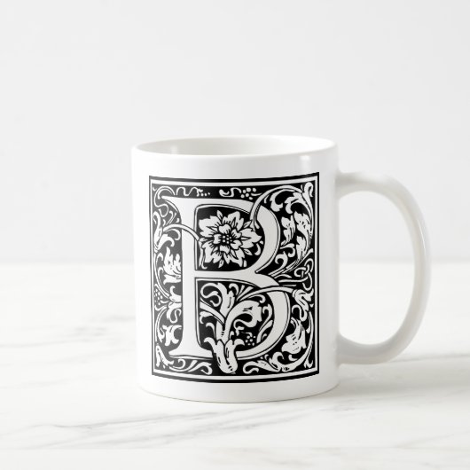 Buchstabe B Mittelalterliche Monogramm Jugendstil Kaffeetasse (Rechts)