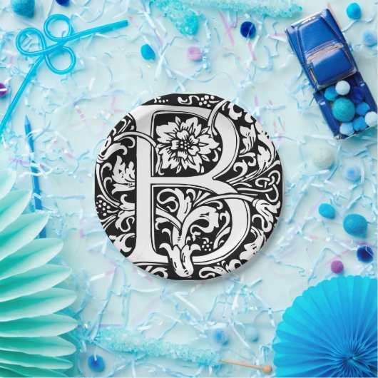 Buchstabe B Mittelalterliche Monogramm Jugendstil Pappteller (Party)