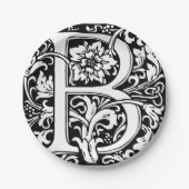Buchstabe B Mittelalterliche Monogramm Jugendstil Pappteller (Vorderseite)