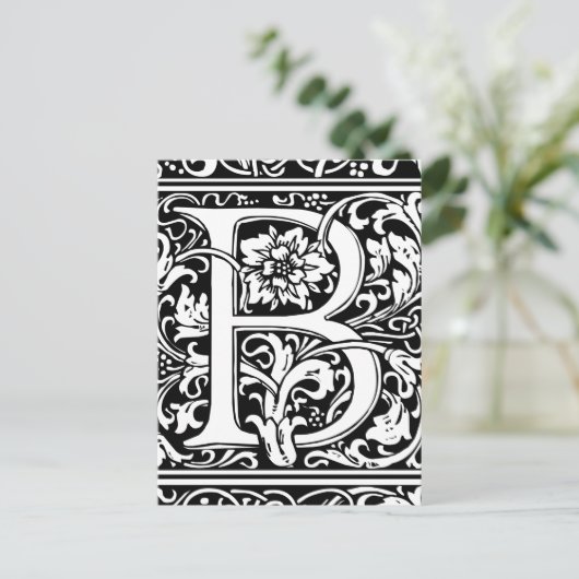 Buchstabe B Mittelalterliche Monogramm Jugendstil Postkarte (Stehend Vorderseite)