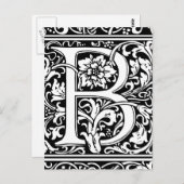 Buchstabe B Mittelalterliche Monogramm Jugendstil Postkarte (Vorne/Hinten)