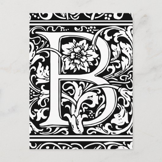 Buchstabe B Mittelalterliche Monogramm Jugendstil Postkarte (Vorderseite)