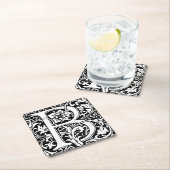 Buchstabe B Mittelalterliche Monogramm Jugendstil Rechteckiger Pappuntersetzer (Vor Ort)