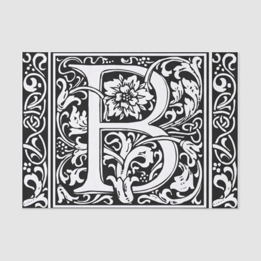 Buchstabe B Mittelalterliche Monogramm Jugendstil Seidenpapier (Vorderseite)