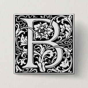 Buchstabe B Mittelalterliche Monogramm-Kunst Art N Button