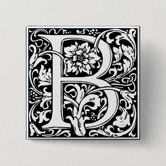 Buchstabe B Mittelalterliche Monogramm-Kunst Art N Button (Vorderseite)