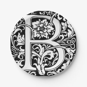 Buchstabe B Mittelalterliche Monogramm-Kunst Art N Pappteller