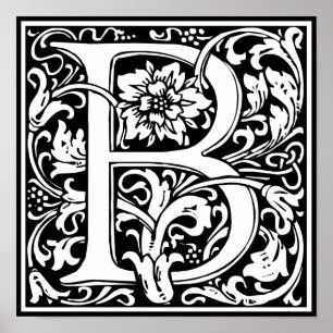 Buchstabe B Mittelalterliche Monogramm-Kunst Art N Poster