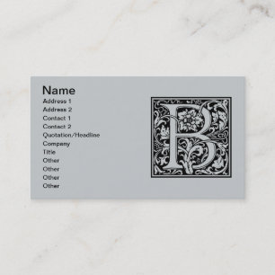 Buchstabe B Mittelalterliche Monogramm-Kunst Art N Visitenkarte
