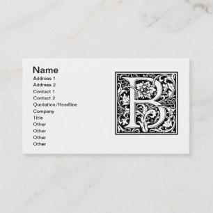 Buchstabe B Mittelalterliche Monogramm-Kunst Art N Visitenkarte