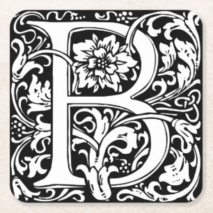 Buchstabe B Mittelalterliche Monogramm-Kunst im Ju Rechteckiger Pappuntersetzer