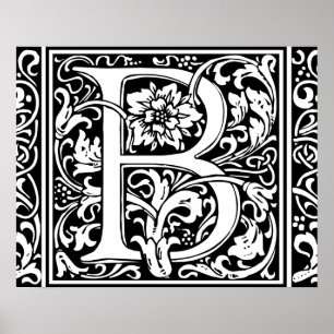 Buchstabe B Mittelalterliches Monogramm Vintage In Poster