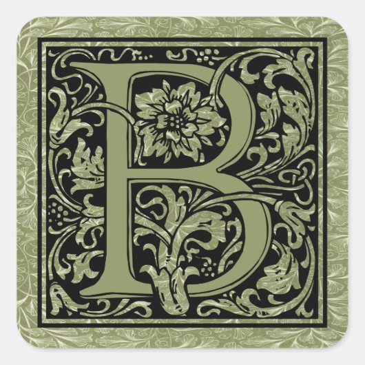 Buchstabe B Monogramm des ersten Schreibens Quadratischer Aufkleber (Vorderseite)