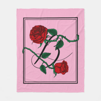 Buchstabe B Monogramm mit roten Rosen Rosa Fleecedecke