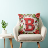 🐞 Buchstabe B Rote Marienkäfer Mohn Perlen Kissen (Stuhl )