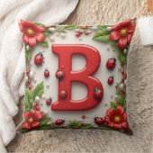 🐞 Buchstabe B Rote Marienkäfer Mohn Perlen Kissen (Decke)