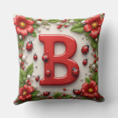 🐞 Buchstabe B Rote Marienkäfer Mohn Perlen Kissen (Rückseite)