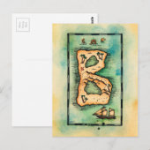 Buchstabe B Schatzkarte Postkarte (Vorne/Hinten)