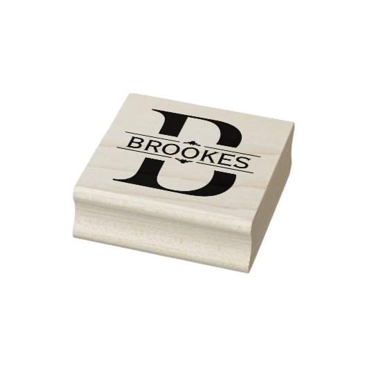 Buchstabe B | Schwarzes Ziersplit Monogramm Gummistempel (Stempel)