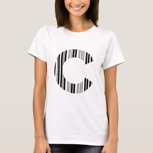 BUCHSTABE C BAR CODE Erstes Anfangsbarcode-Muster T-Shirt (Vorderseite)