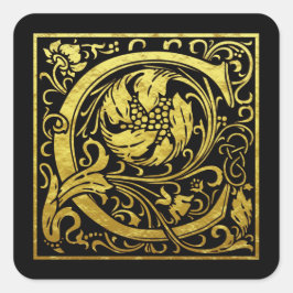 Buchstabe C Erste Imitat Gold Black Quadratischer Aufkleber