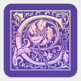 Buchstabe C Farbiger Vintager erster Buchstabe Quadratischer Aufkleber