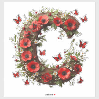 🐞 Buchstabe C Für Personalisierte Florale Handwer Aufkleber