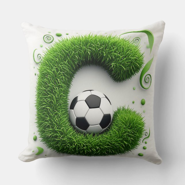 ⚽ Buchstabe C Fußball Gras Topiari Sportdekoration Kissen (Vorderseite)