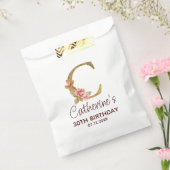 Buchstabe C Gold Monogramm Blush Rosa Rosen Geschenktütchen (Versiegelt)