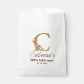 Buchstabe C Gold Monogramm Blush Rosa Rosen Geschenktütchen (Vorderseite)