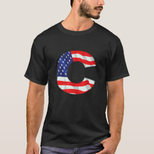 Buchstabe C Großalphabet USA Amerikanische Flagge T-Shirt