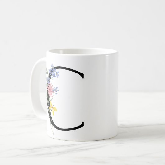 Buchstabe C mit Blumen Kaffeetasse (Vorderseite Links)