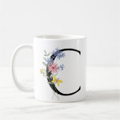 Buchstabe C mit Blumen Kaffeetasse (Links)