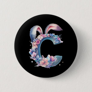 Buchstabe C mit sonnigen Ohren in Weich-Pastellfar Button