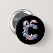 Buchstabe C mit sonnigen Ohren in Weich-Pastellfar Button (Vorne & Hinten)