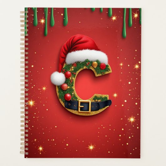 Buchstabe C mit Weihnachtskranz-Dekoration 🎁 Planer (Vorderseite)
