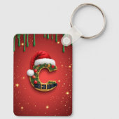 Buchstabe C mit Weihnachtskranz-Dekoration 🎁 Schlüsselanhänger (Rückseite)