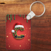 Buchstabe C mit Weihnachtskranz-Dekoration 🎁 Schlüsselanhänger (Rückseite)