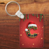 Buchstabe C mit Weihnachtskranz-Dekoration 🎁 Schlüsselanhänger (Vorderseite)