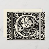 Buchstabe C Mittelalterliche Monogramm Art Nouveau Einladung (Vorne/Hinten)