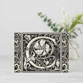 Buchstabe C Mittelalterliche Monogramm Art Nouveau Einladung (Stehend Vorderseite)