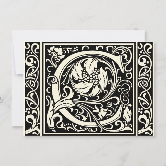 Buchstabe C Mittelalterliche Monogramm Art Nouveau Einladung (Vorderseite)